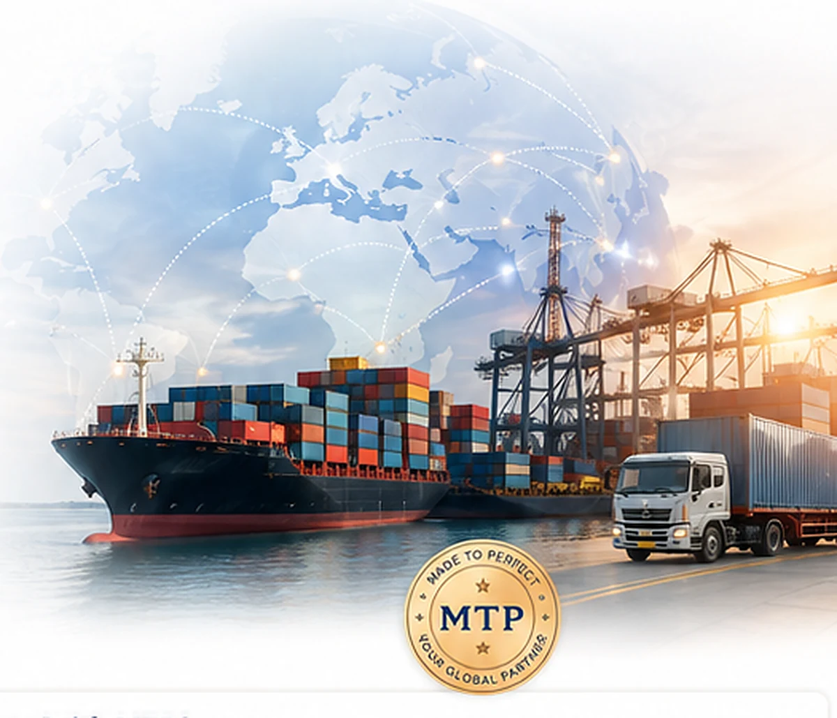 Cargo containers representing India export sourcing for international buyers